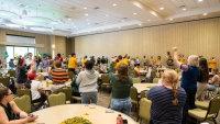 Band playing at NDSU 2024 Homecoming kickoff