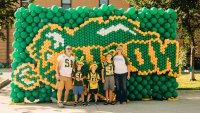 NDSU sign made of balloons for parade